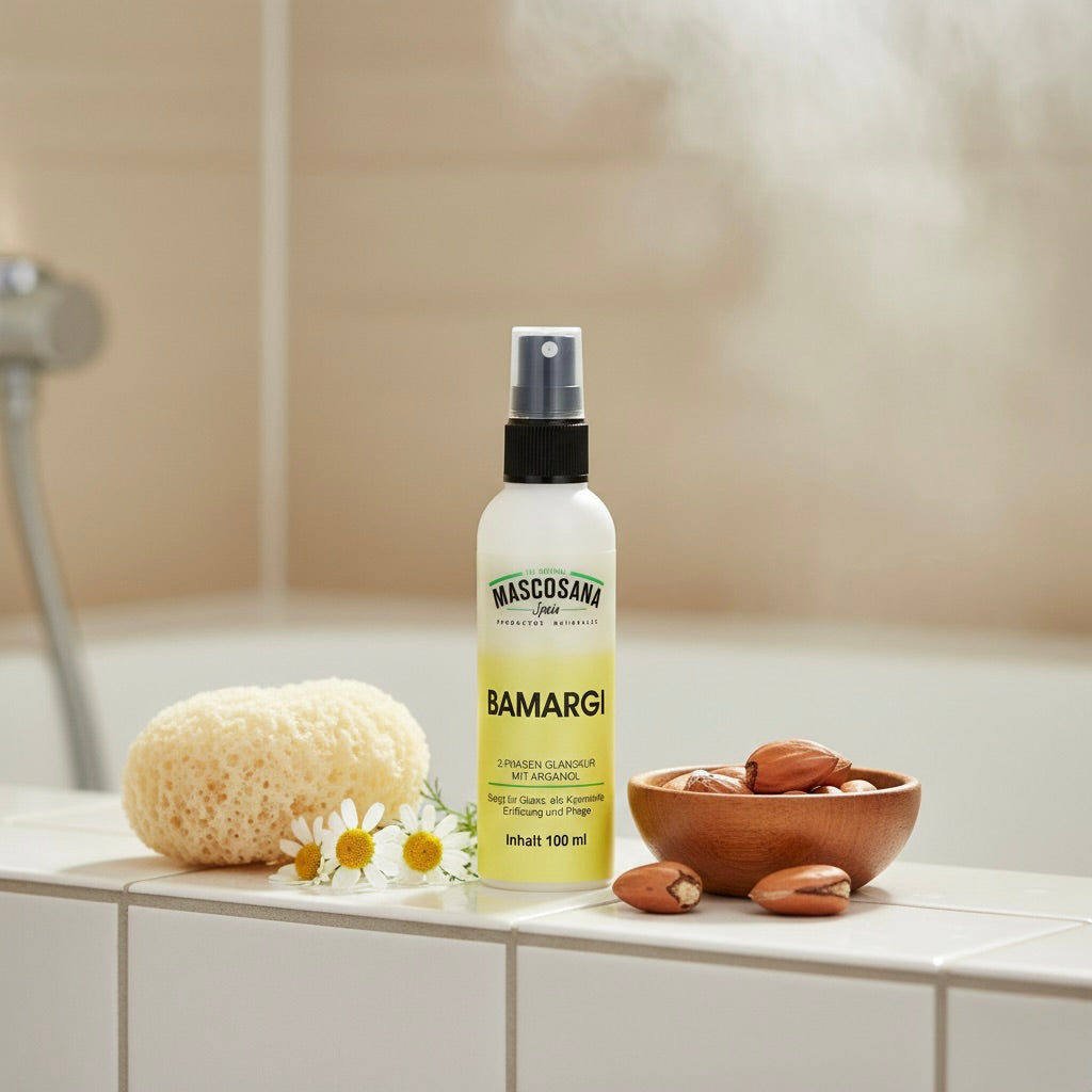 Mascosana - Bamargi Glanzspray für Hunde, Katzen & Pferde - 100 ml 2-Phasen Glanzkur mit Arganöl - Vegan Mascosana